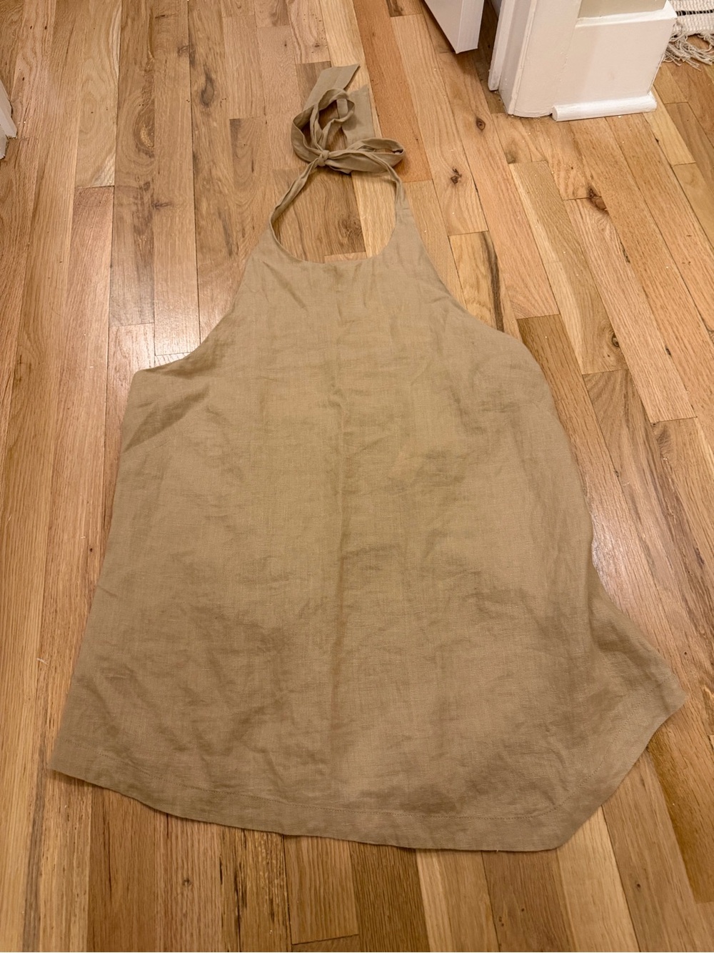 Anthropologie Halter Linen Mini Dress in Beige